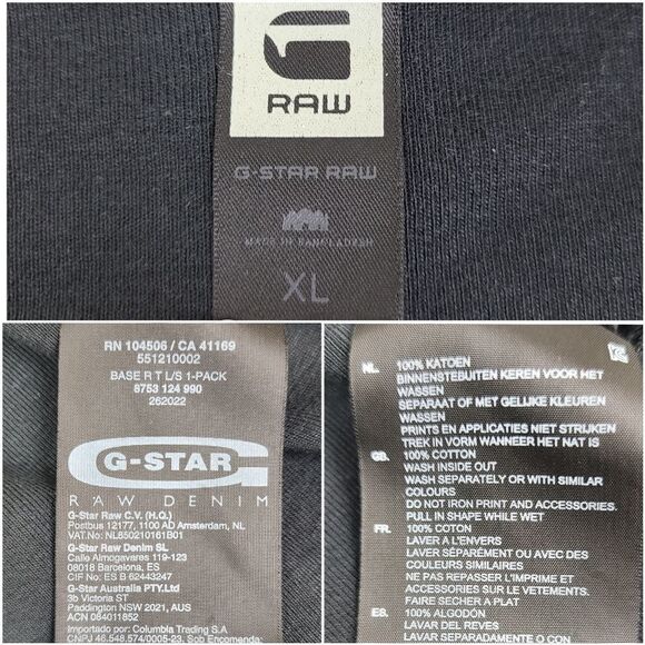 G-STAR Raw Black Long Sleeve T-Shirt Size XL - Picture 12 of 15